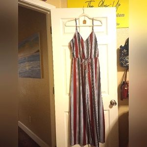 Striped Pant Jumpsuit with drawstring waist